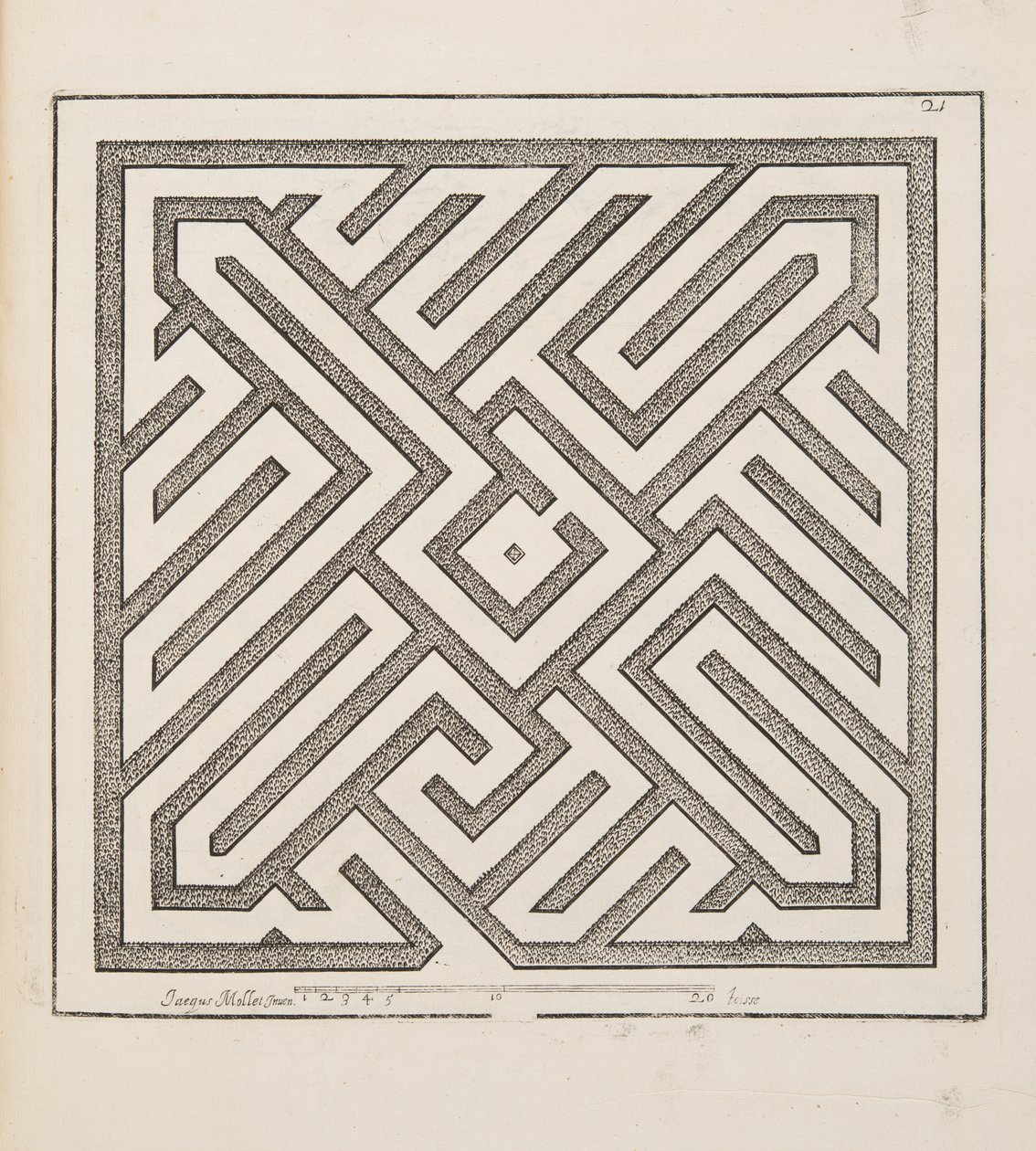 Diseño para Parterre, del Theatre des Plans et Jardinages, pub.1652 (grabado) de Jacques Mollet