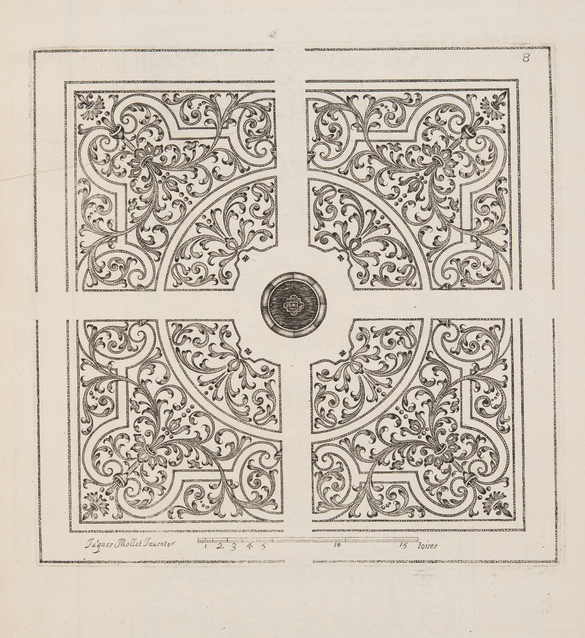 Diseño para Parterre, del Theatre des Plans et Jardinages, pub.1652 de Jacques Mollet