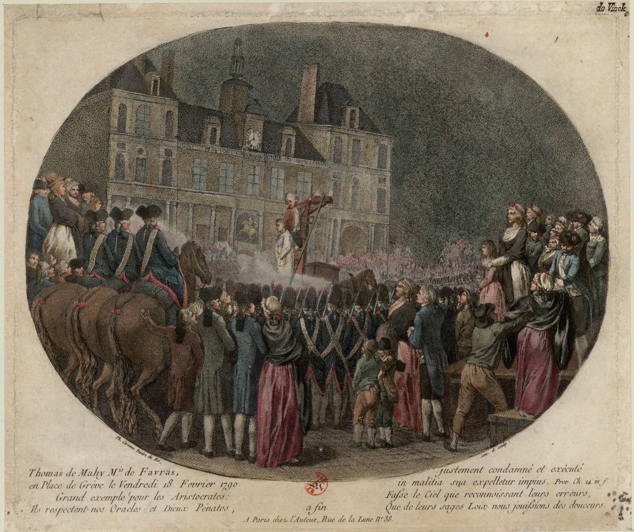 La ejecución de Thomas de Mahy, Marqués de Favras 1744-1790, 18 de febrero de 1790, 1790 de Jacques Philippe Caresme