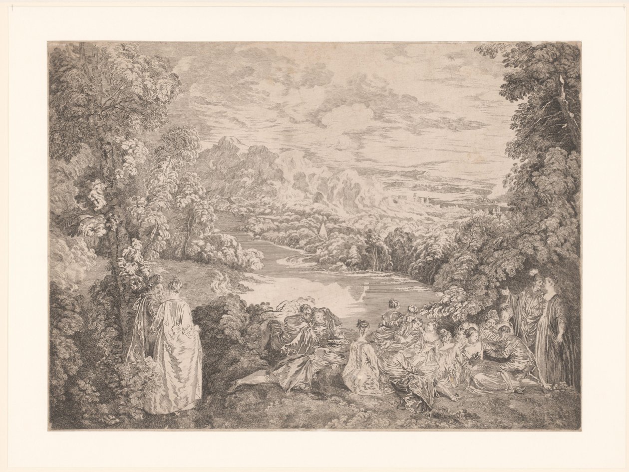 Elegante compañía en un paisaje de Jacques Philippe Le Bas
