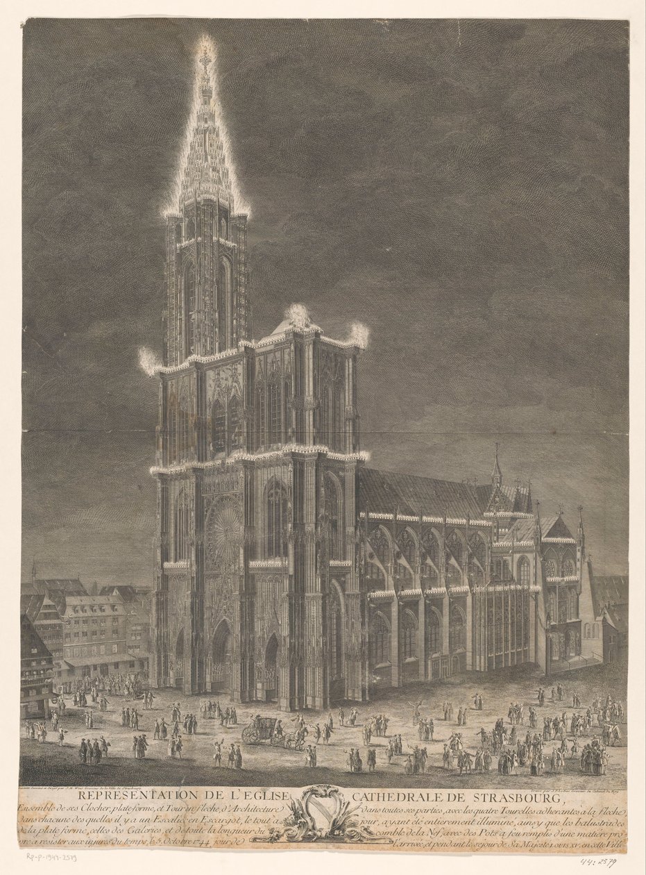 Vista de la catedral de Straatsburg
Representación de la Iglesia Catedral de Estrasburgo, conjunto de sus campanas (...) (título en el objeto) de Jacques Philippe Le Bas