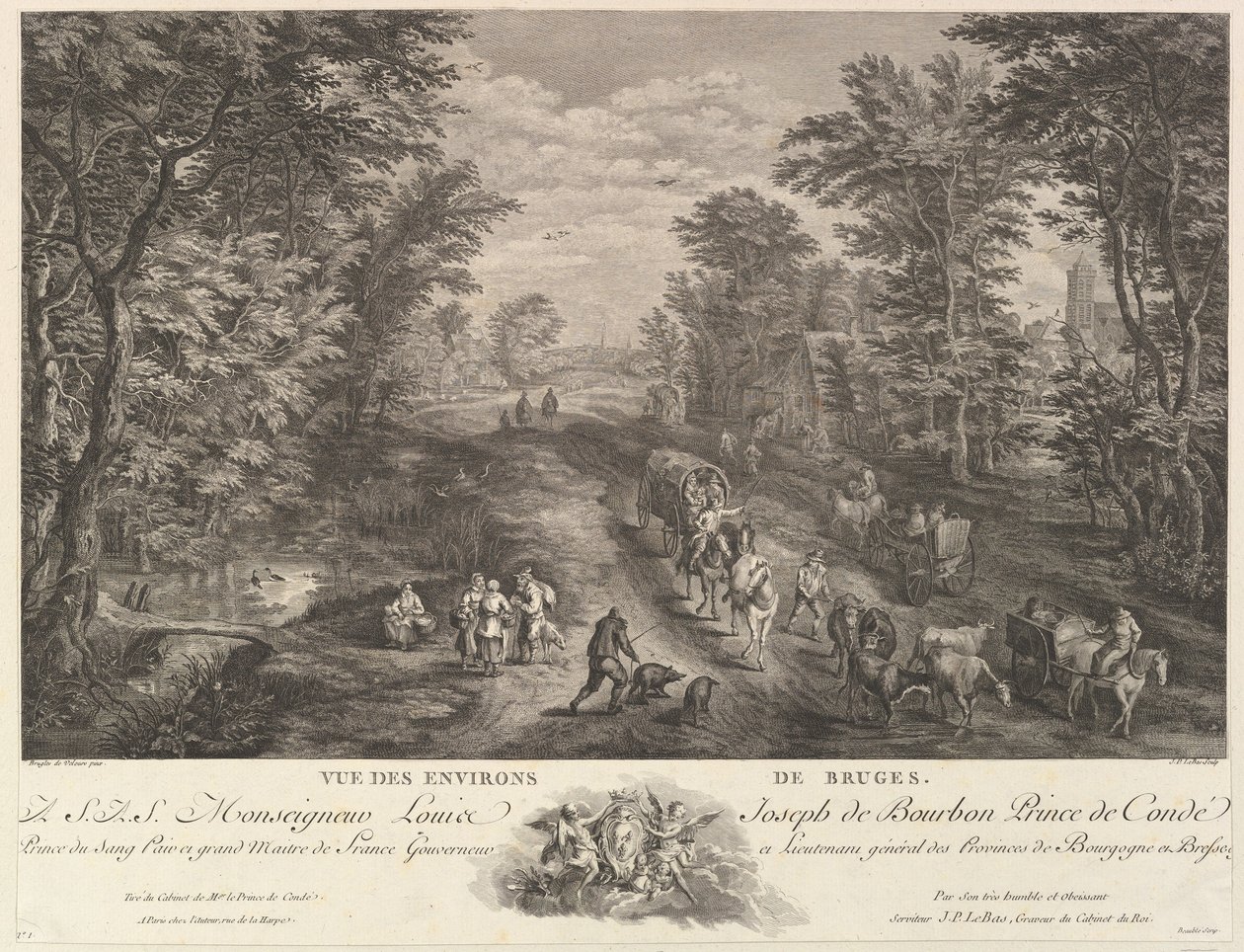 Vista de los alrededores de Brujas de Jacques Philippe Le Bas