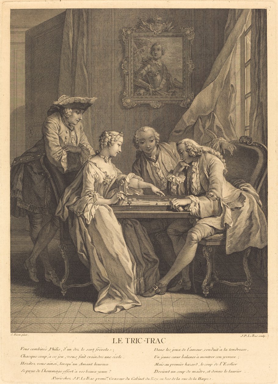 El tric-trac de Jacques Philippe Le Bas after Charles Eisen