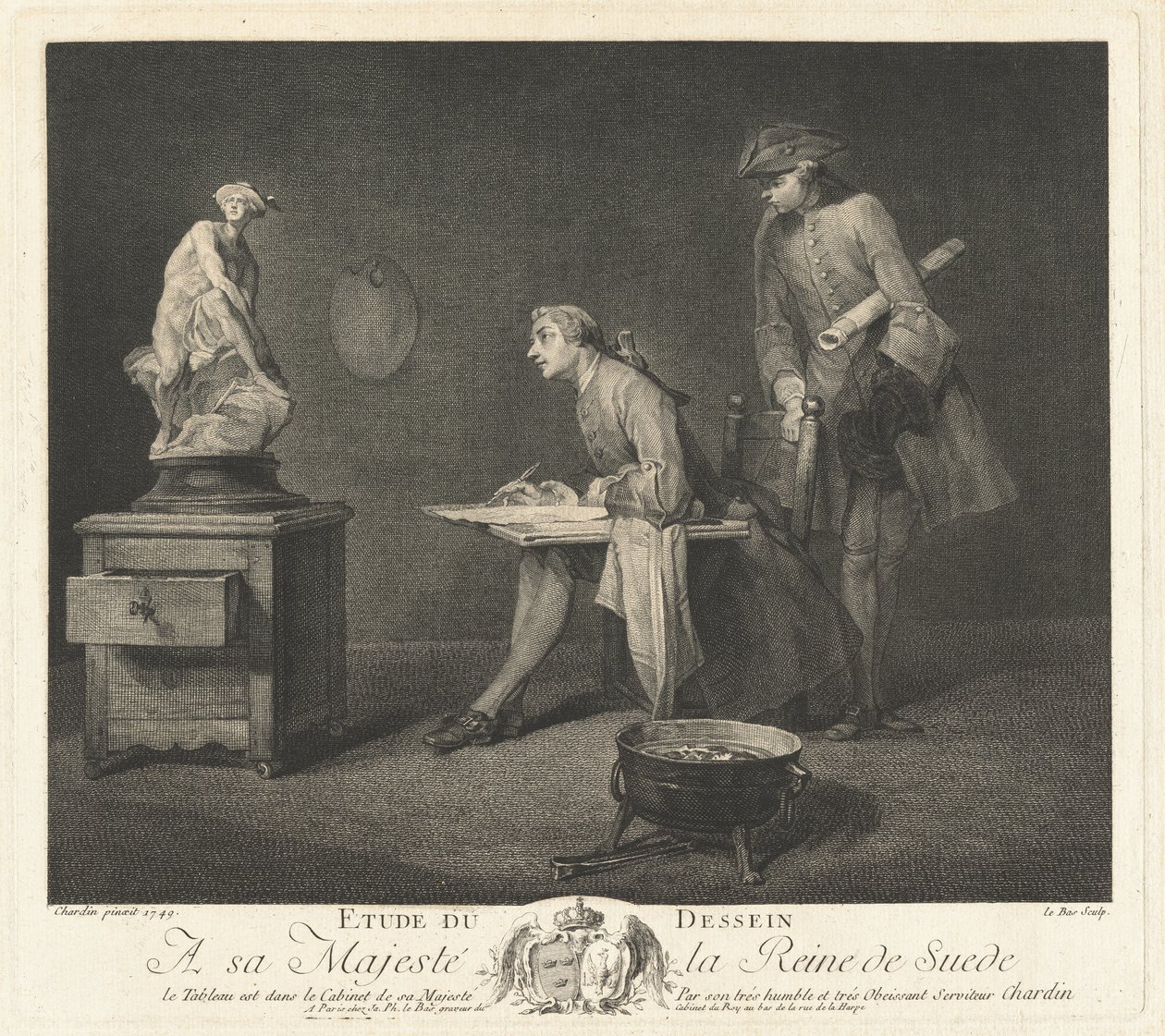 Estudio del dibujo de Jacques Philippe Le Bas after Jean Siméon Chardin