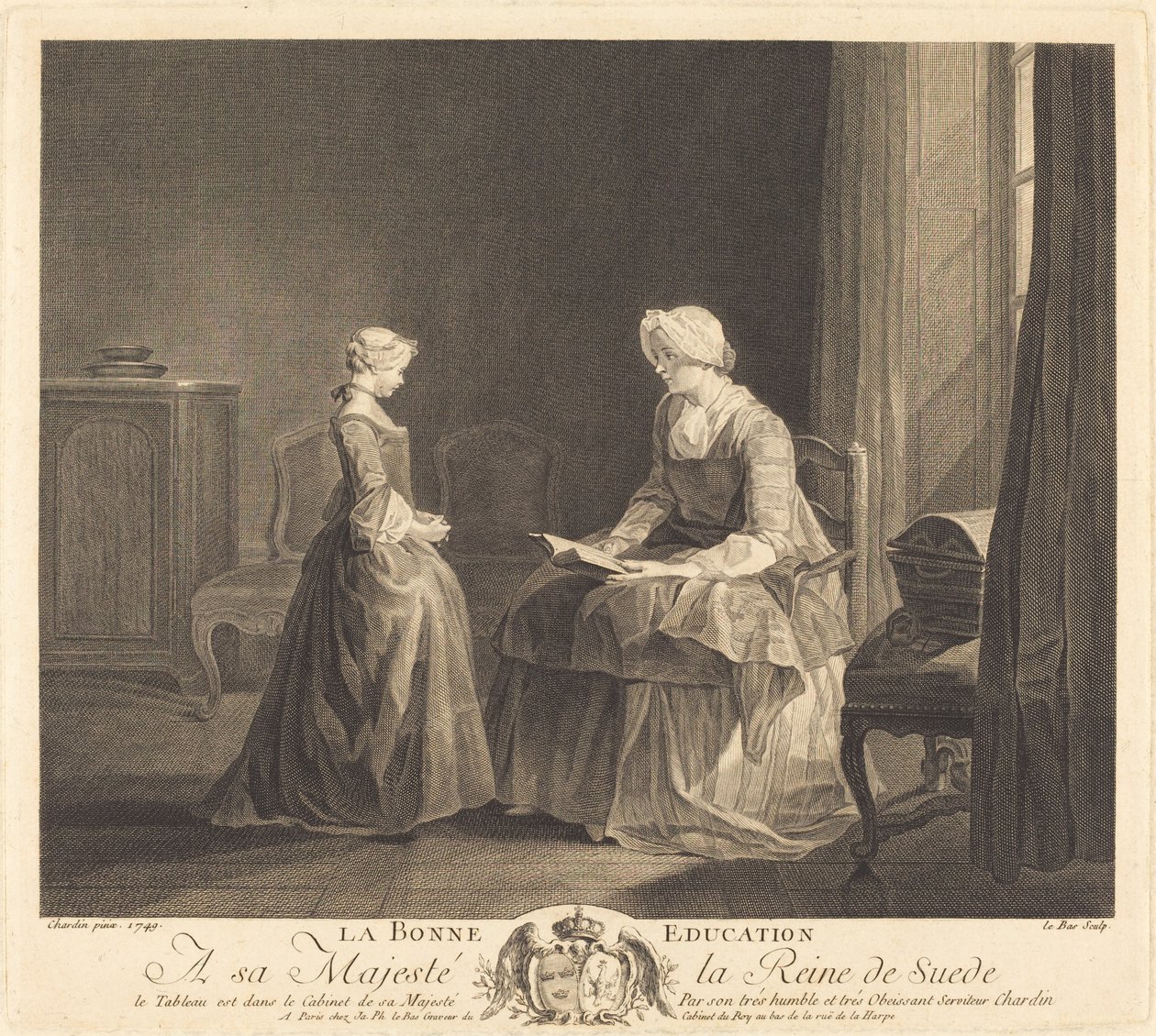 La Buena Educación de Jacques Philippe Le Bas after Jean Siméon Chardin