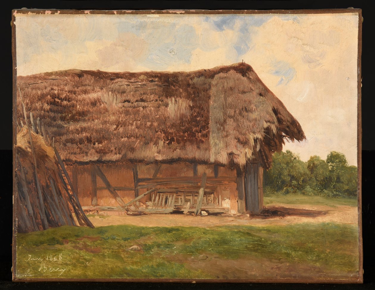 Casa de campo con techo de paja de Jacques Raymond Brascassat