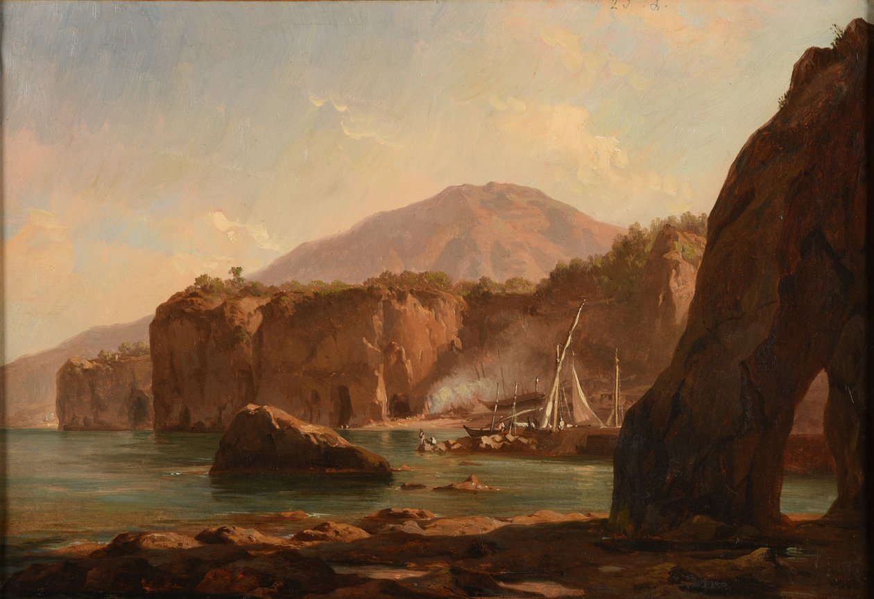 Cuevas y acantilados junto al mar de Jacques Raymond Brascassat