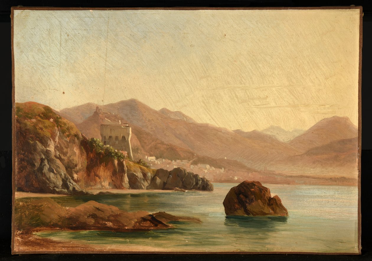 Lago rodeado de rocas de Jacques Raymond Brascassat