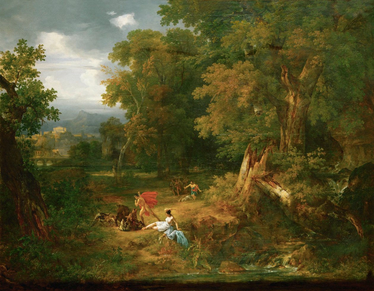 Meleagro mata al jabalí de Calydon ... (óleo sobre lienzo) de Jacques Raymond Brascassat