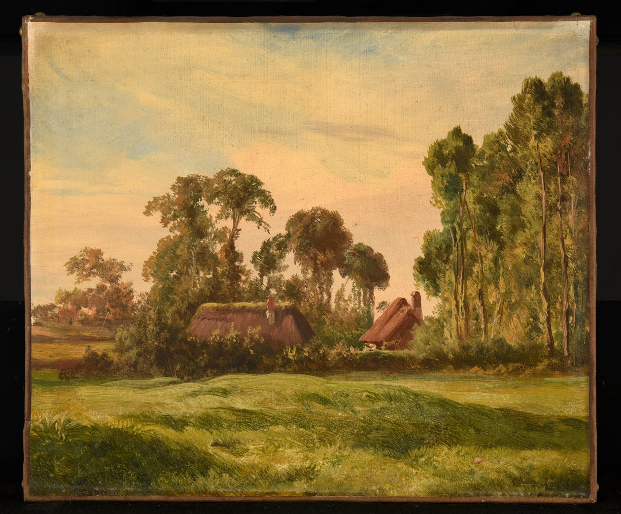 Paisaje con una vista de una granja a través de los árboles de Jacques Raymond Brascassat