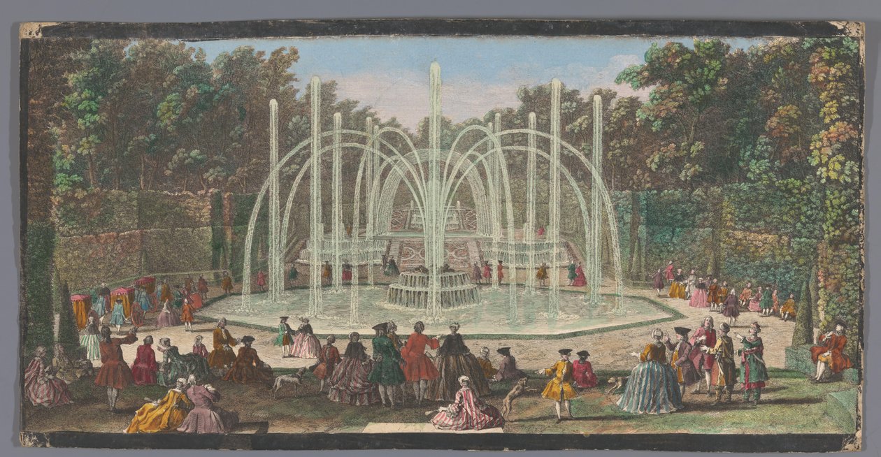 Vista del Bosquet des Trois Fontaines en el Jardín de Versalles
Les Trois Fontaines (título en el objeto) de Jacques Rigaud (possibly)