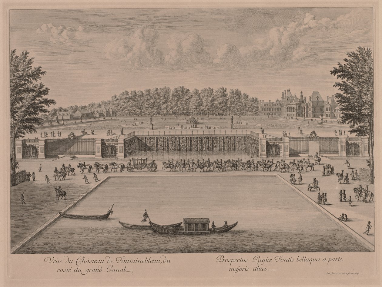 Castillo de Fontainebleau desde el Gran Canal de Jacques Rigaud