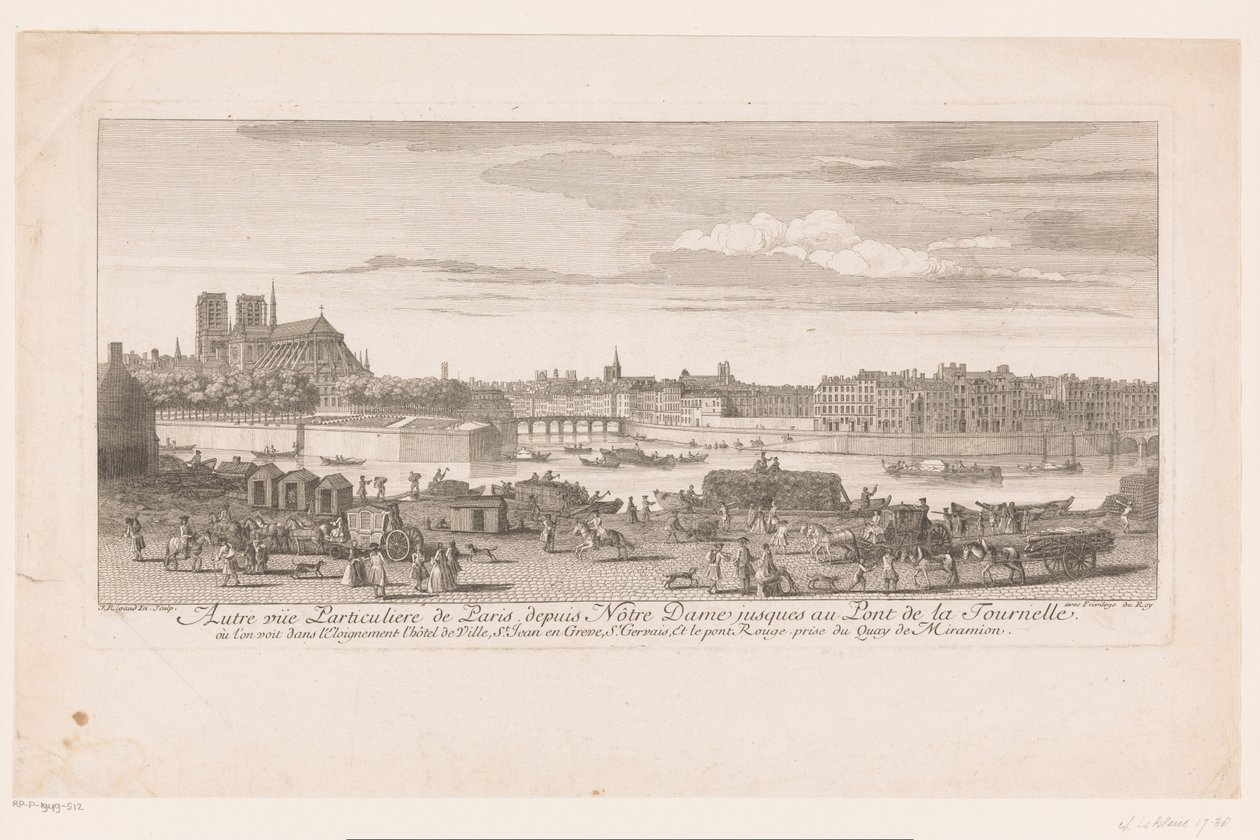 Vista de Parijs desde Notre Dame hasta el Puente de la Tournelle
Vista de París desde Notre Dame hasta el Pont de la Tournelle (...) tomada desde el Quai de Miramion (título en el objeto) de Jacques Rigaud