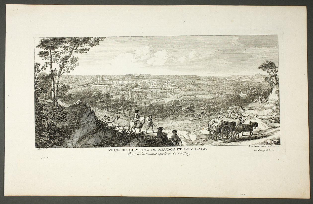 Vista del Palacio Real de Meudon y del pueblo, de la serie Le Château de Meudon de Jacques Rigaud