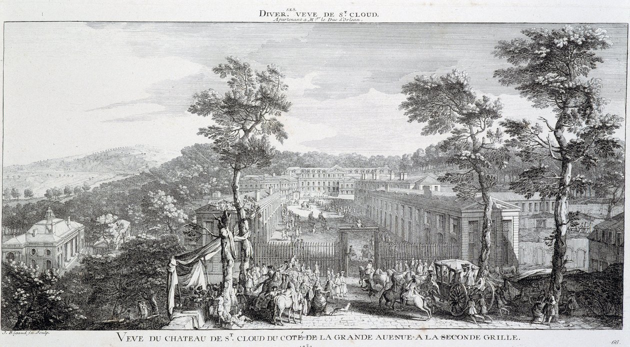 Vista del Chateau en el parque de St Cloud, desde el lado de la gran avenida de Jacques Rigaud
