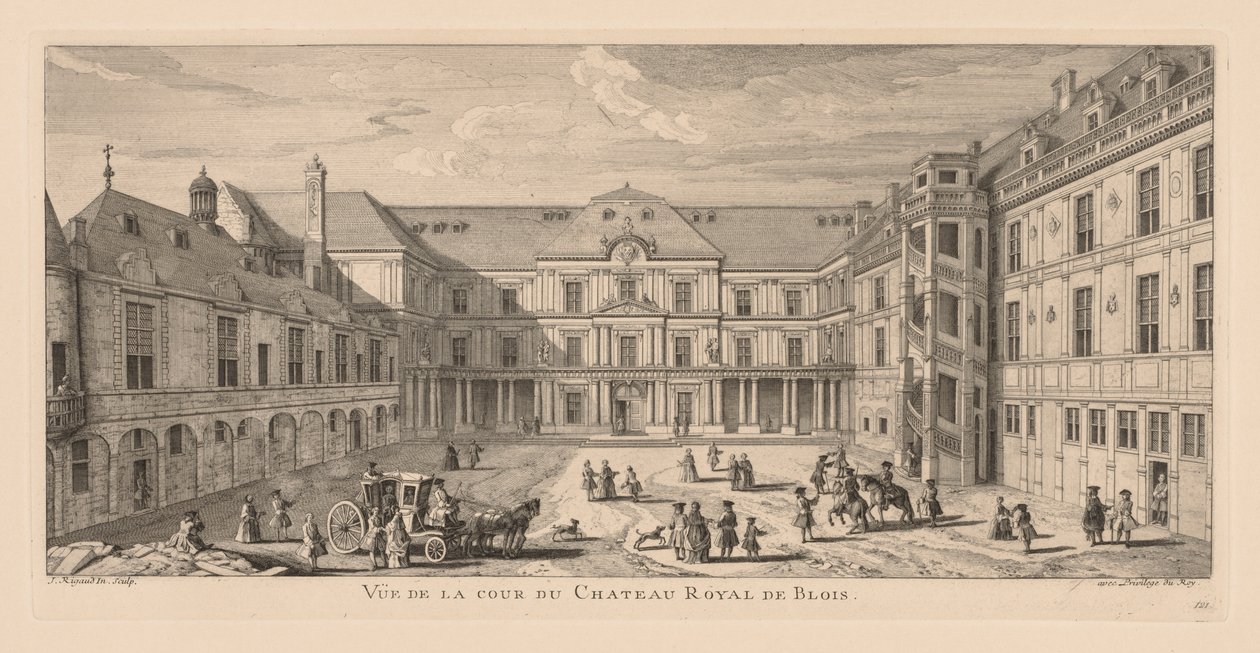 Vista del patio del Castillo de Blois de Jacques Rigaud