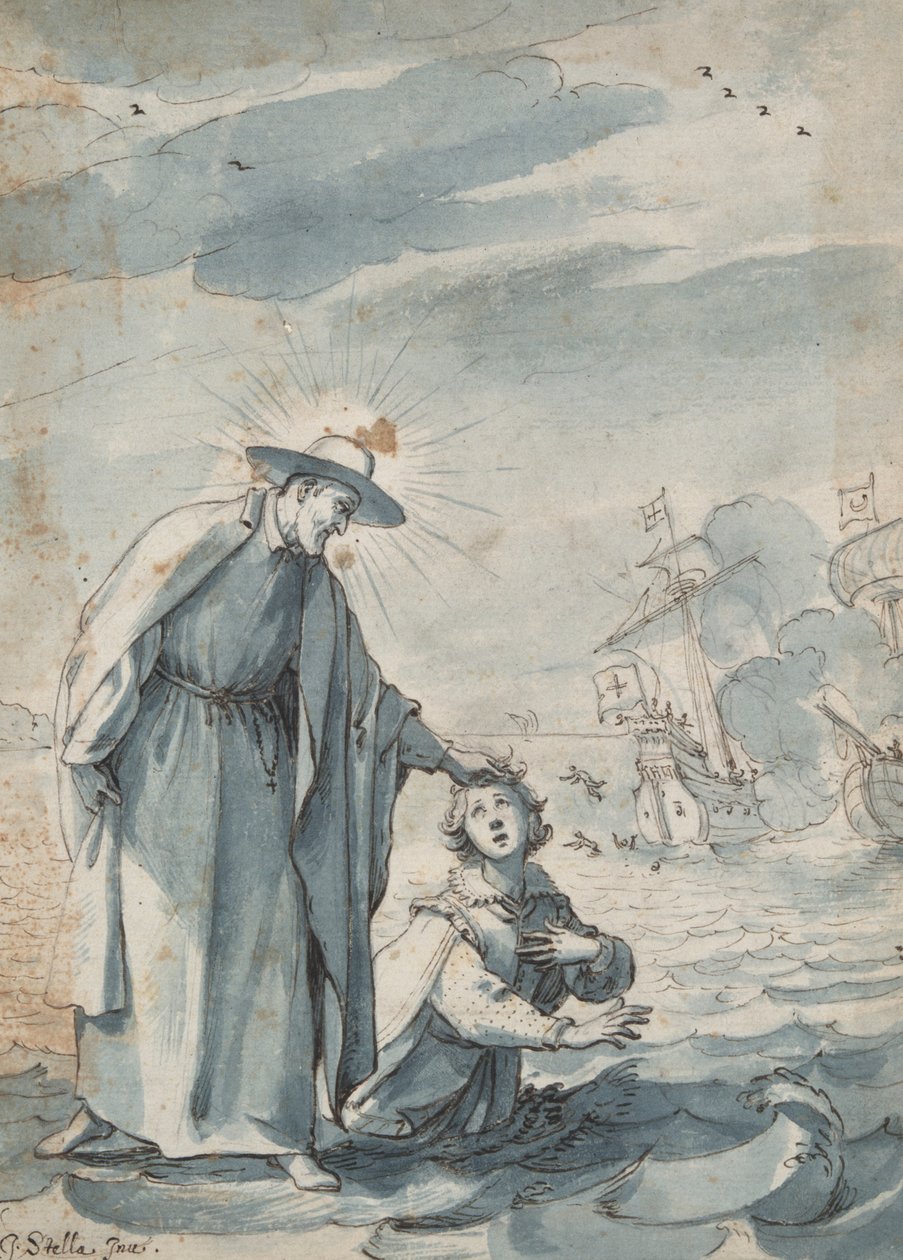 El rescate de la marinera Andrea, estudio preparatorio para un grabado de Christian Sas de Jacques Stella