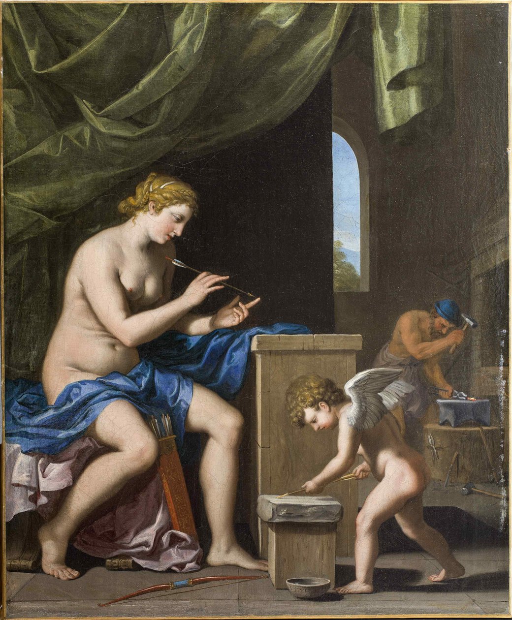 Vulcano forjando las flechas para Cupido, c. 1645 de Jacques Stella