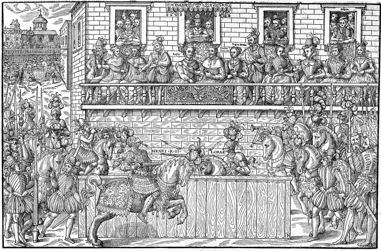 El torneo donde Enrique II es mortalmente herido, 1559 de Jacques Tortorel