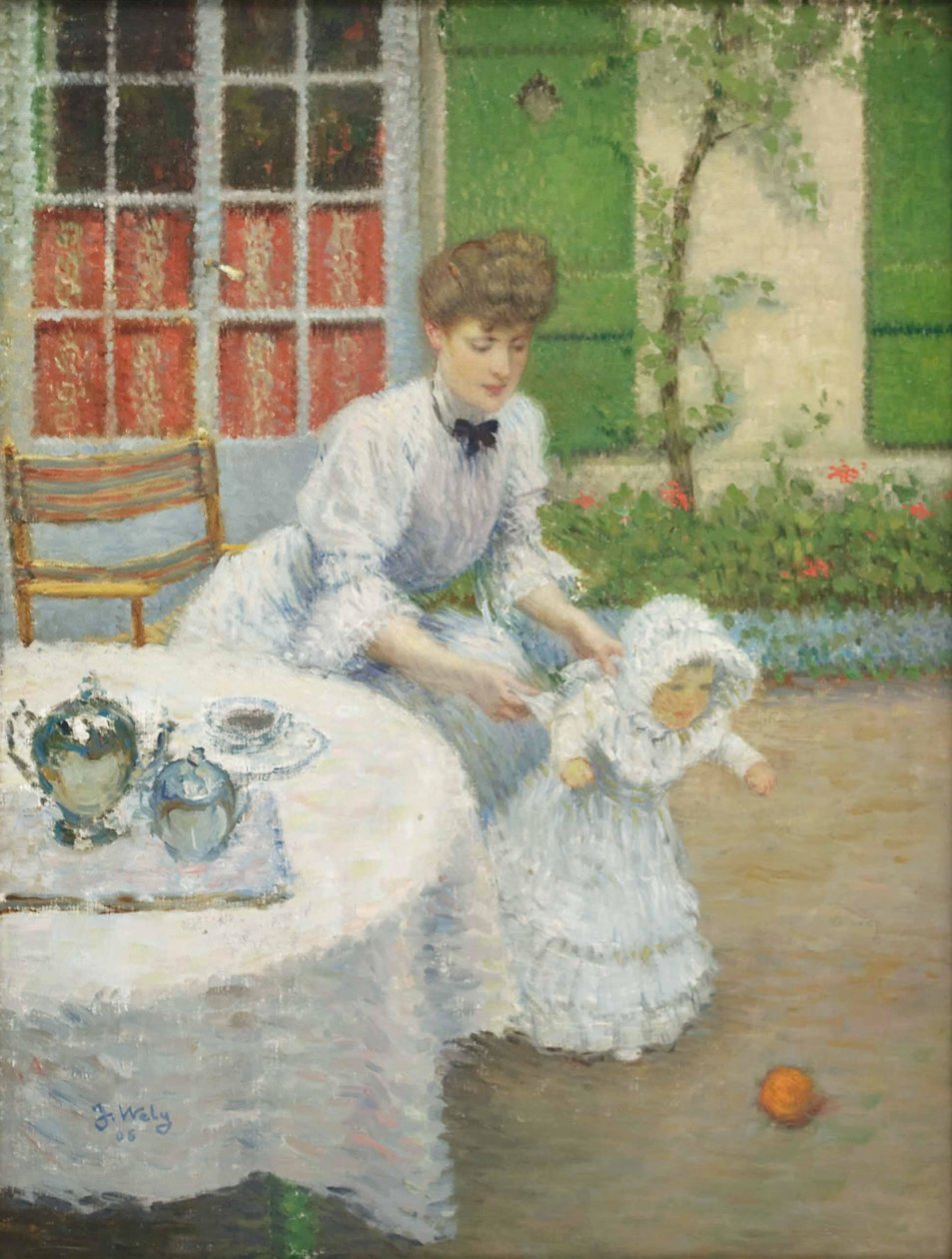 Jacques Wely Madre con una niña jugando a la pelota 1906 de Jacques Wely