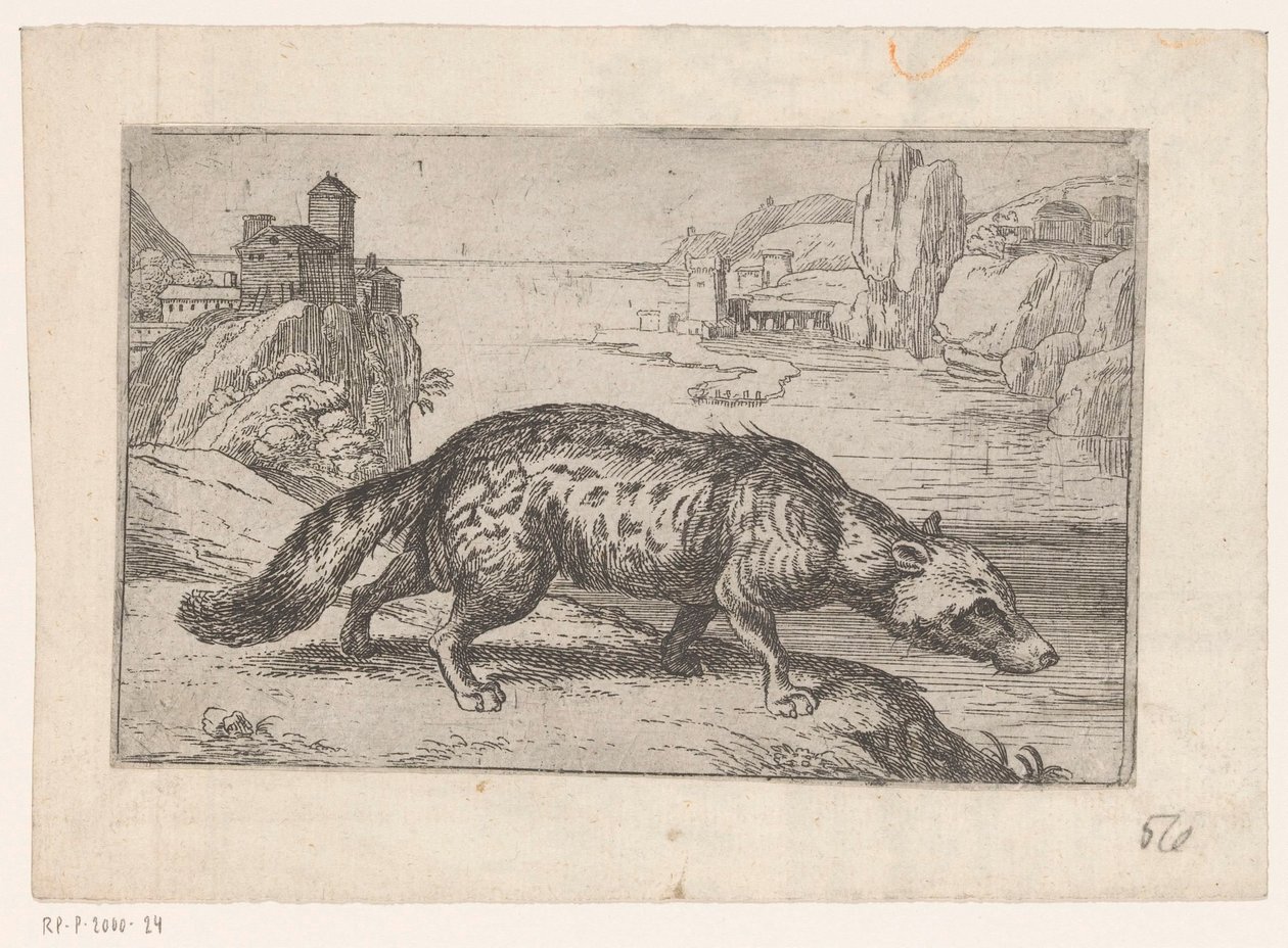 Hiena Animales en paisajes (título de la serie) de Jacques de Fornazeris (attributed to)