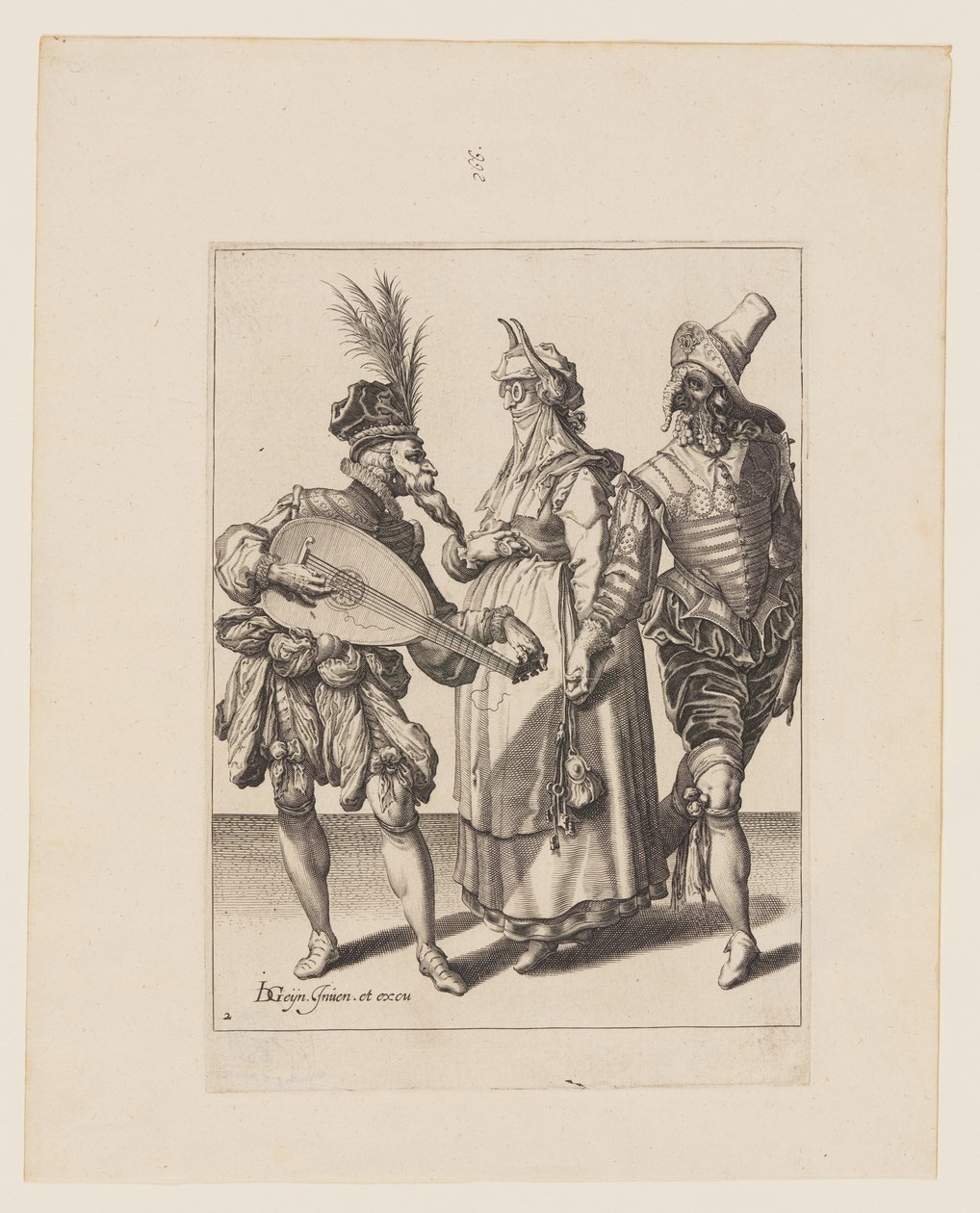 Una pareja abordada por un tañedor de laúd, de Las Mascaradas de Jacques de Gheyn II