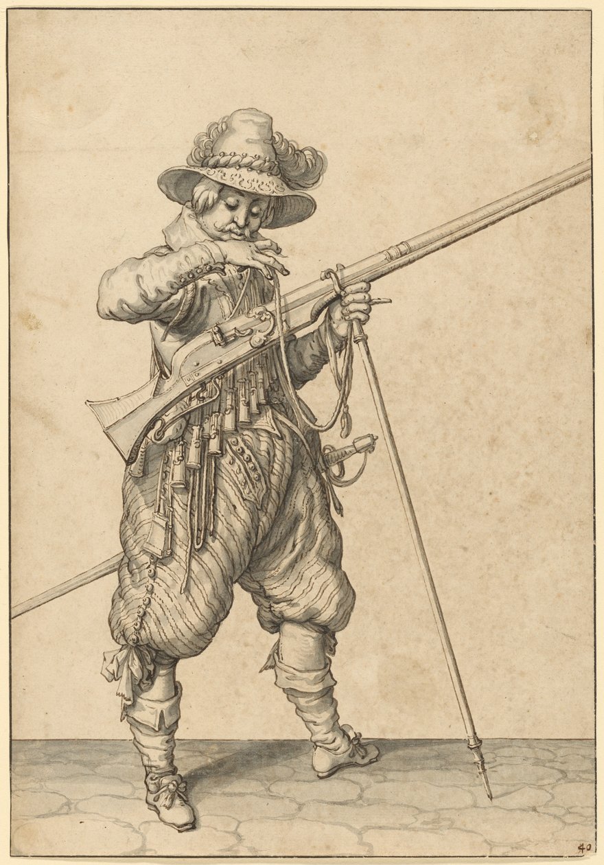 Un soldado de guardia sopla la cerilla de Jacques de Gheyn II