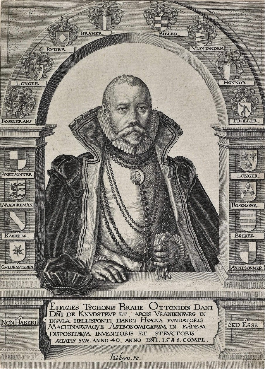 Retrato de Tycho Brahe, astrónomo (sin sombrero) de Jacques de Gheyn II