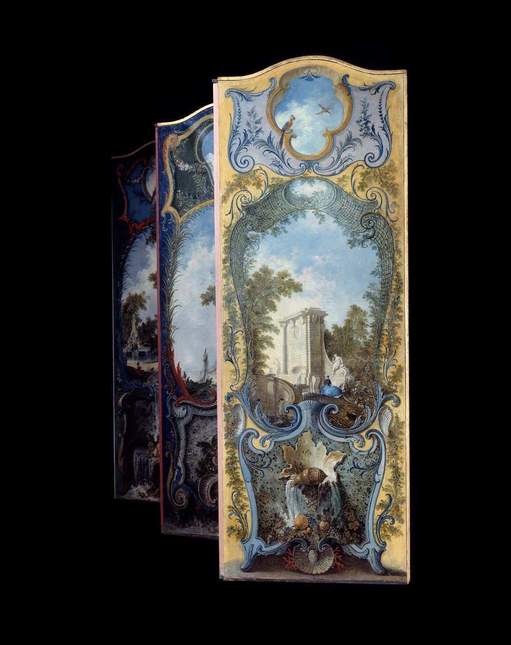Mobiliario: biombo pintado en papel marouflé por Jacques de Lajoue (1686-1761) siglo XVIII de Jacques de Lajoüe