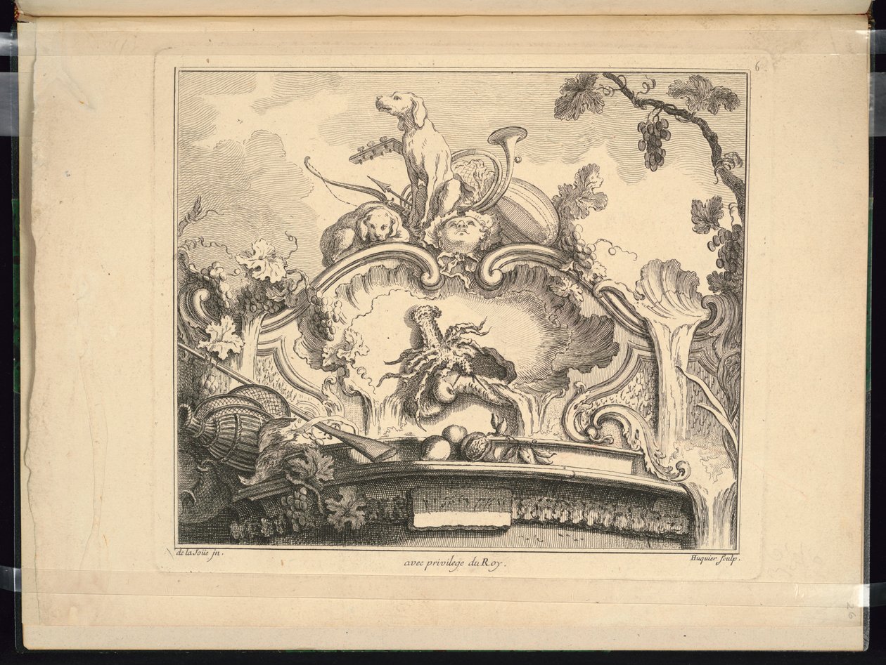 Diseño para un cartucho con cangrejo de río (horizontal) de Jacques de Lajoüe