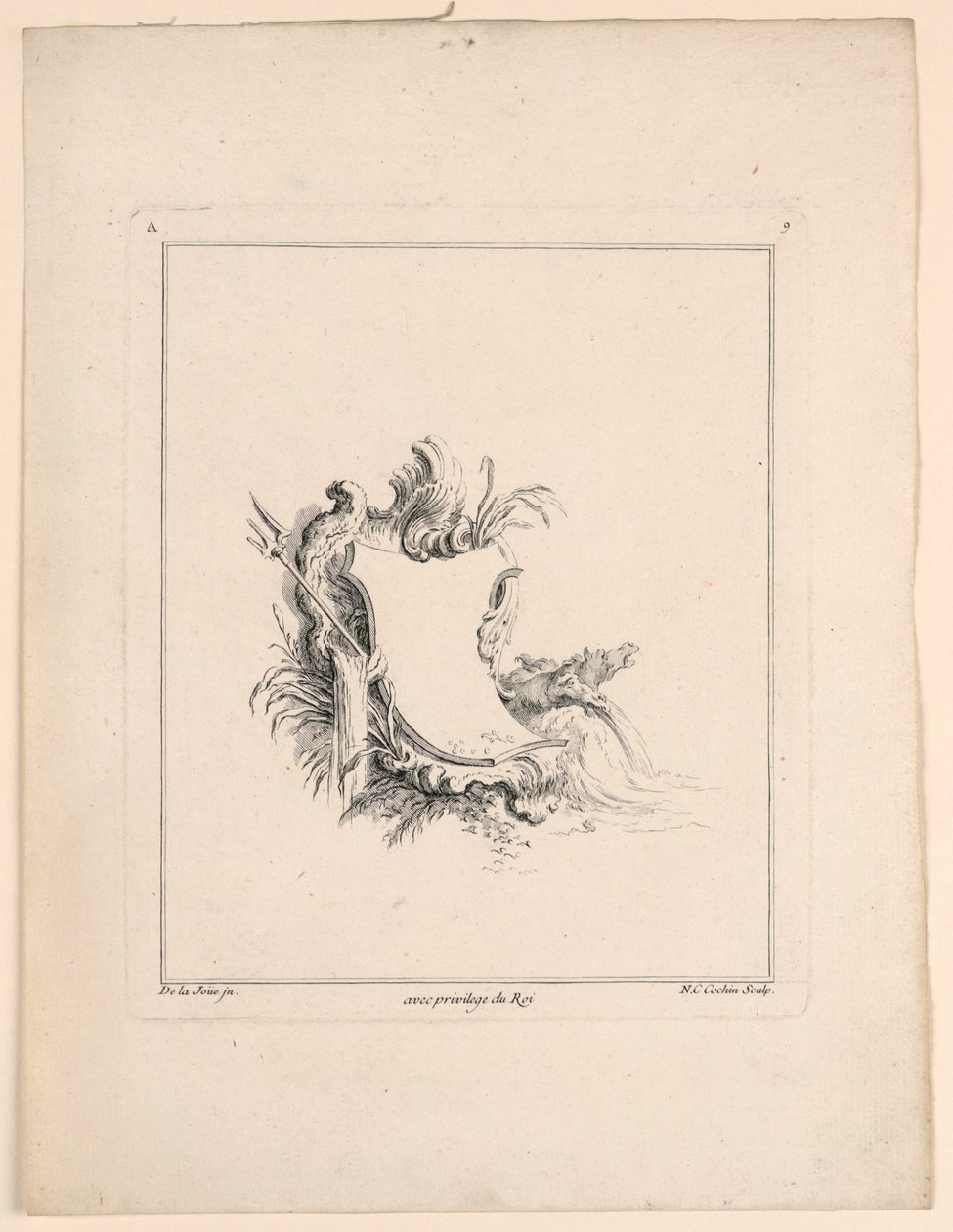 Escudo, de "Recueil Nouveau de Differens Cartouche" de Jacques de Lajoüe