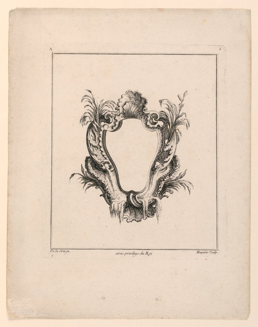 Escudo, de "Recueil Nouveau de Differens Cartouche" de Jacques de Lajoüe