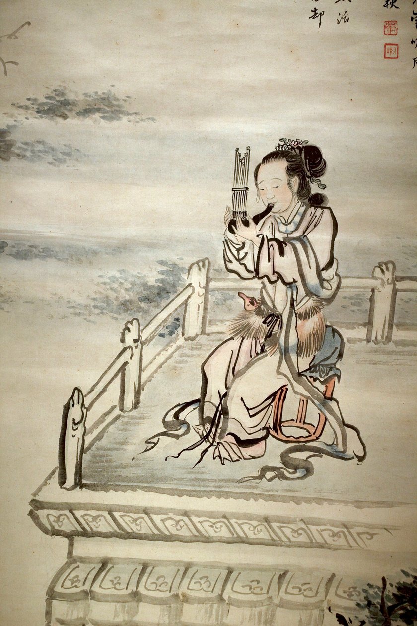 Figura pintada, músico. Tinta sobre papel de Yi Jaegwan (1783-1837), arte coreano del siglo XIX. Museo Nacional de Corea, Seúl (Corea del Sur). de Jaegwan Yi