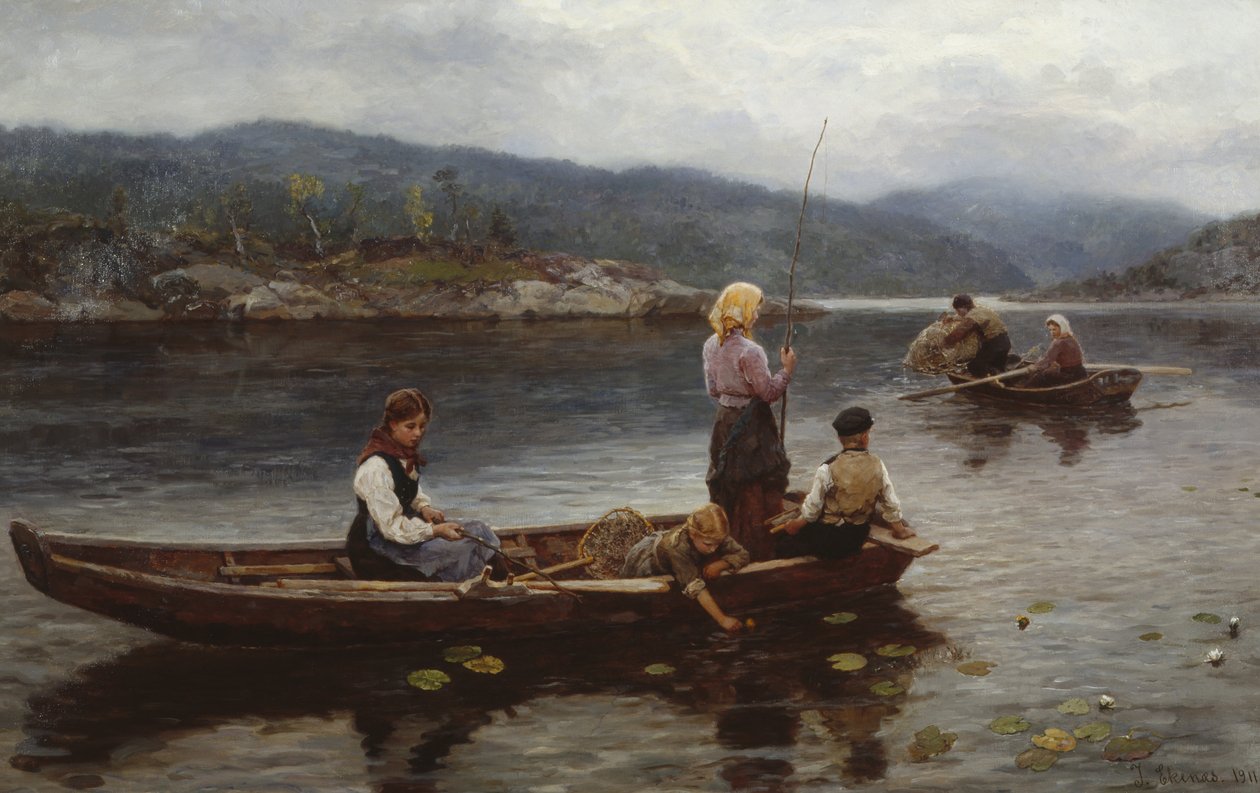Gente pescando en el lago. de Jahn Ekenaes