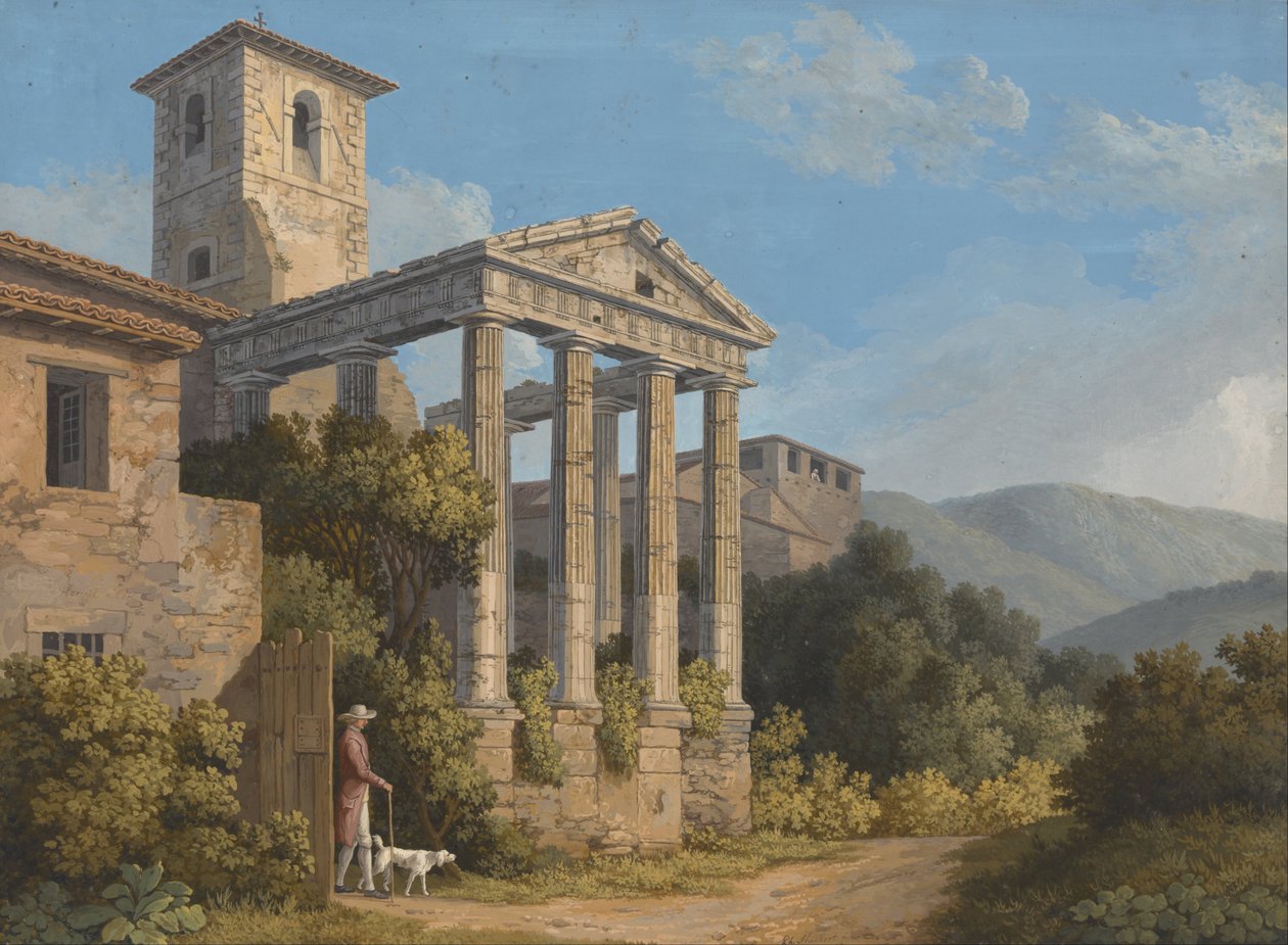 El templo de Hércules en Cori cerca de Velletri de Jakob Philipp Hackert