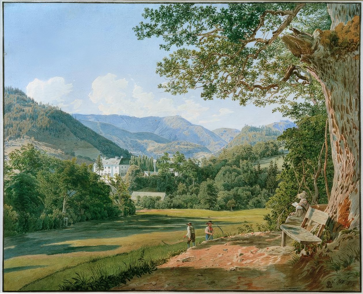 Vista del castillo Striebar cerca de Gresten en Baja Austria de Jakob Alt