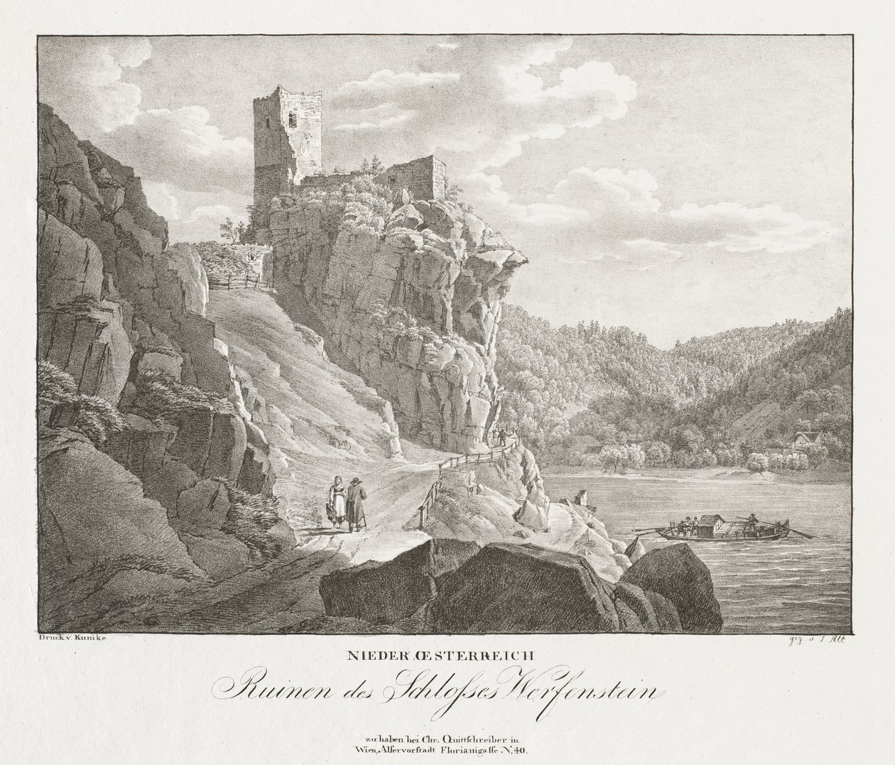 Nieder-oesterreich, Ruinen des Schlosses Werfenstein de Jakob Alt