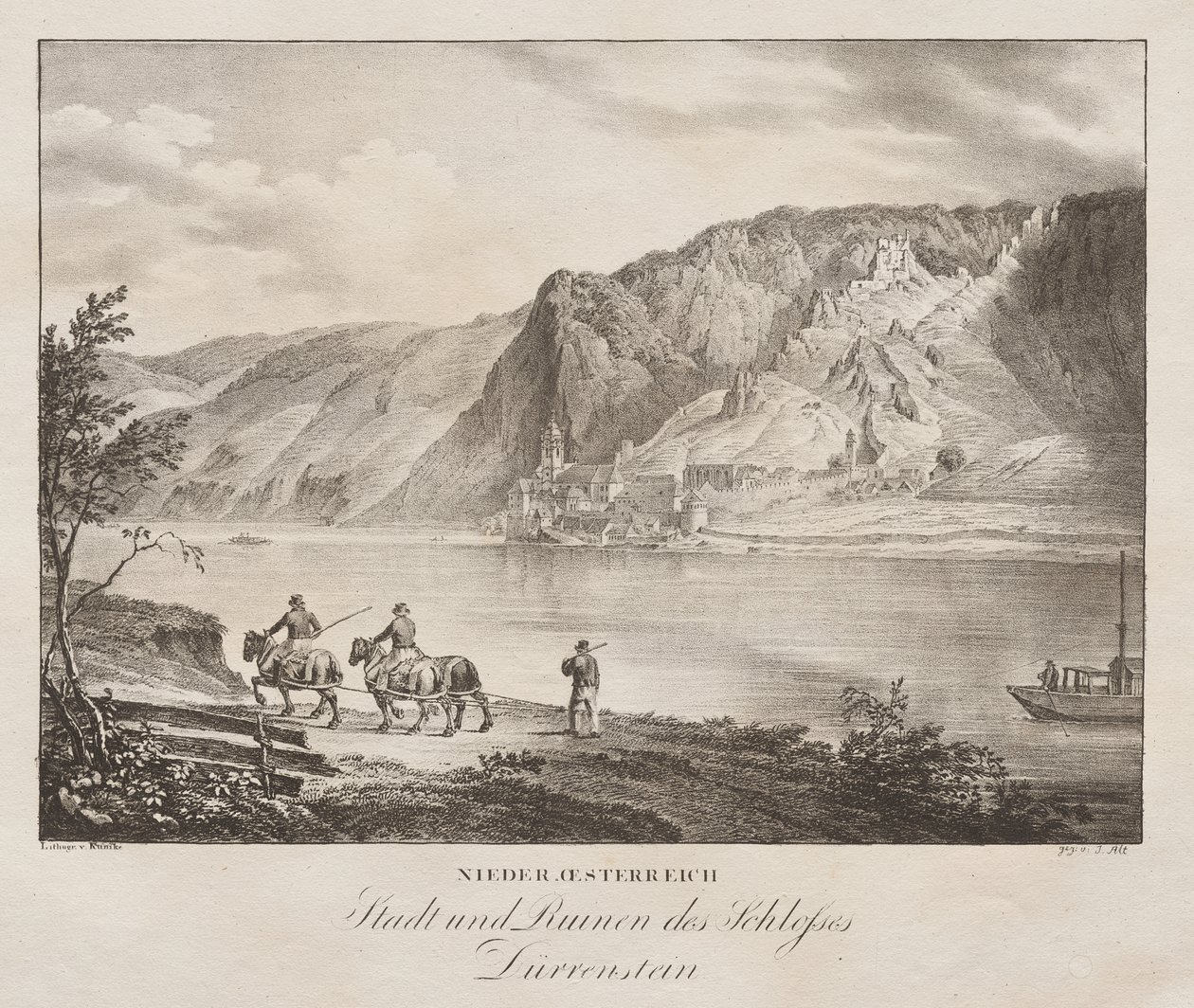 Nieder-oesterreich, Stadt und Ruinen des Schlosses de Jakob Alt