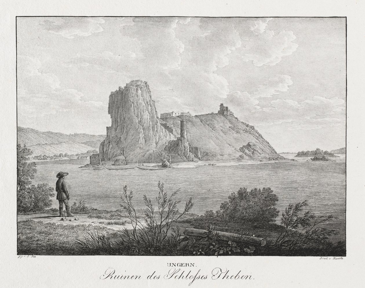 Ungern, Ruinen des Schlosses Theben de Jakob Alt