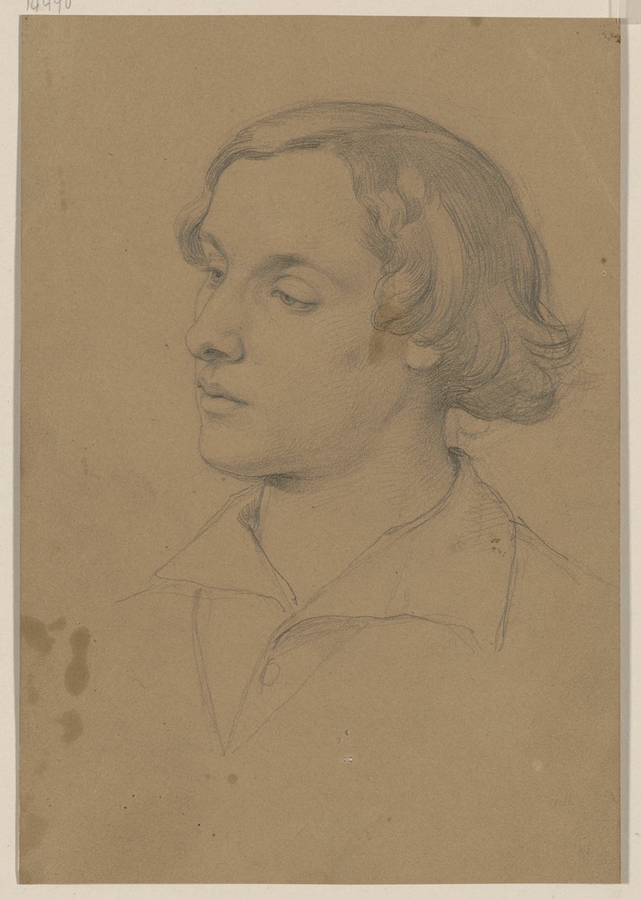 Retrato de busto de un joven mirando hacia la izquierda de Jakob Becker