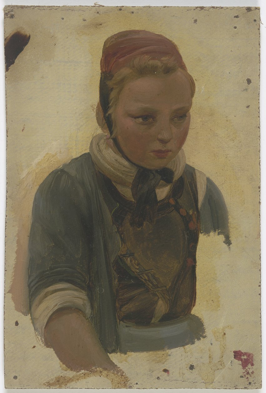 Retrato de busto de una pequeña campesina de Jakob Becker