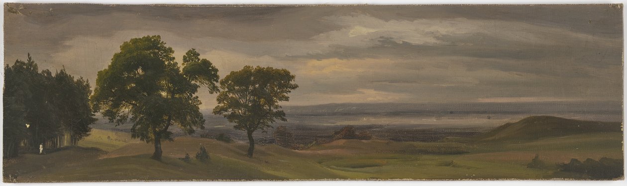 Paisaje de pradera al atardecer de Jakob Becker