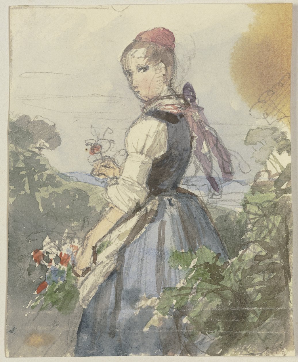 Una chica del campo en el jardín de Jakob Becker