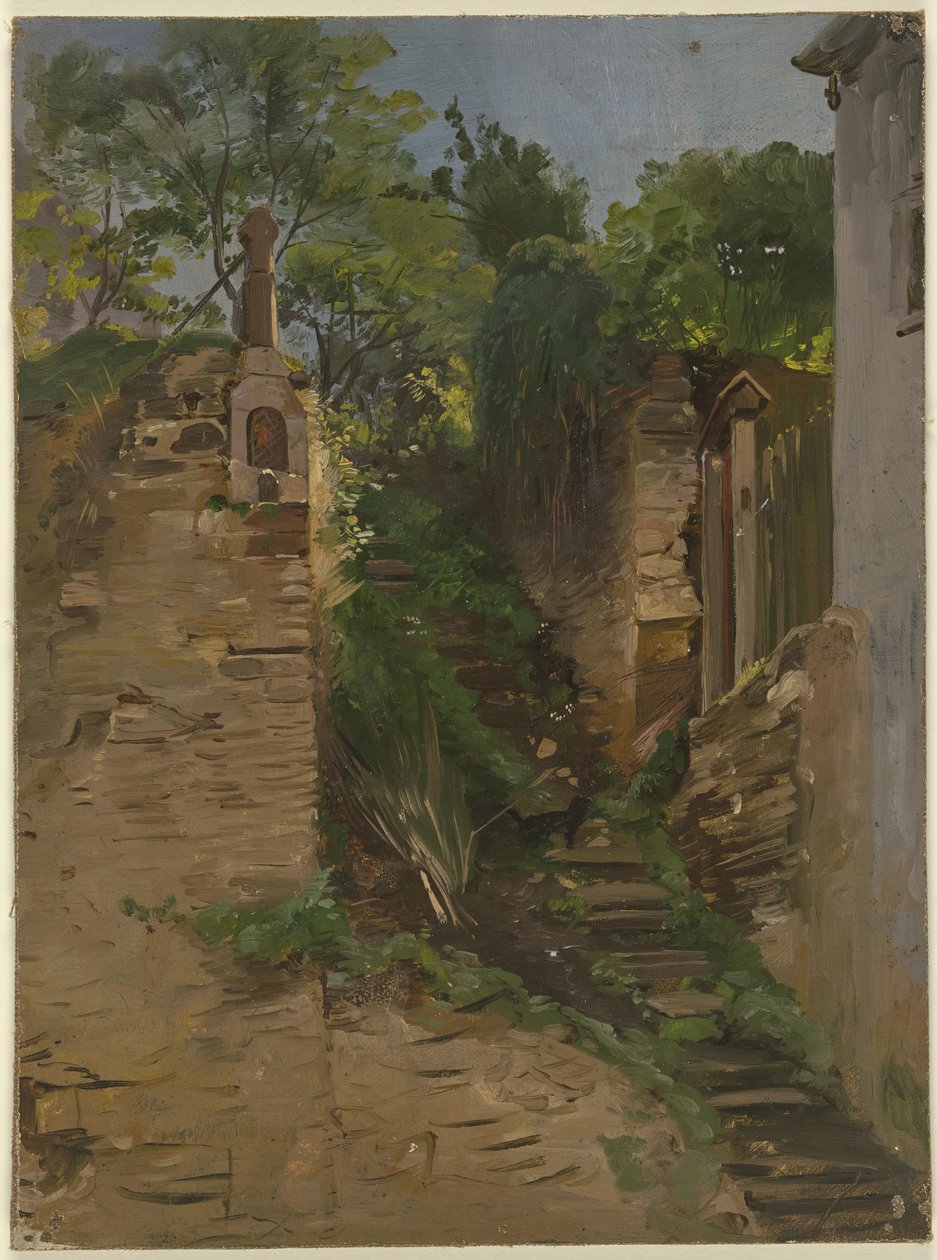Escalera de jardín entre dos muros de Jakob Becker