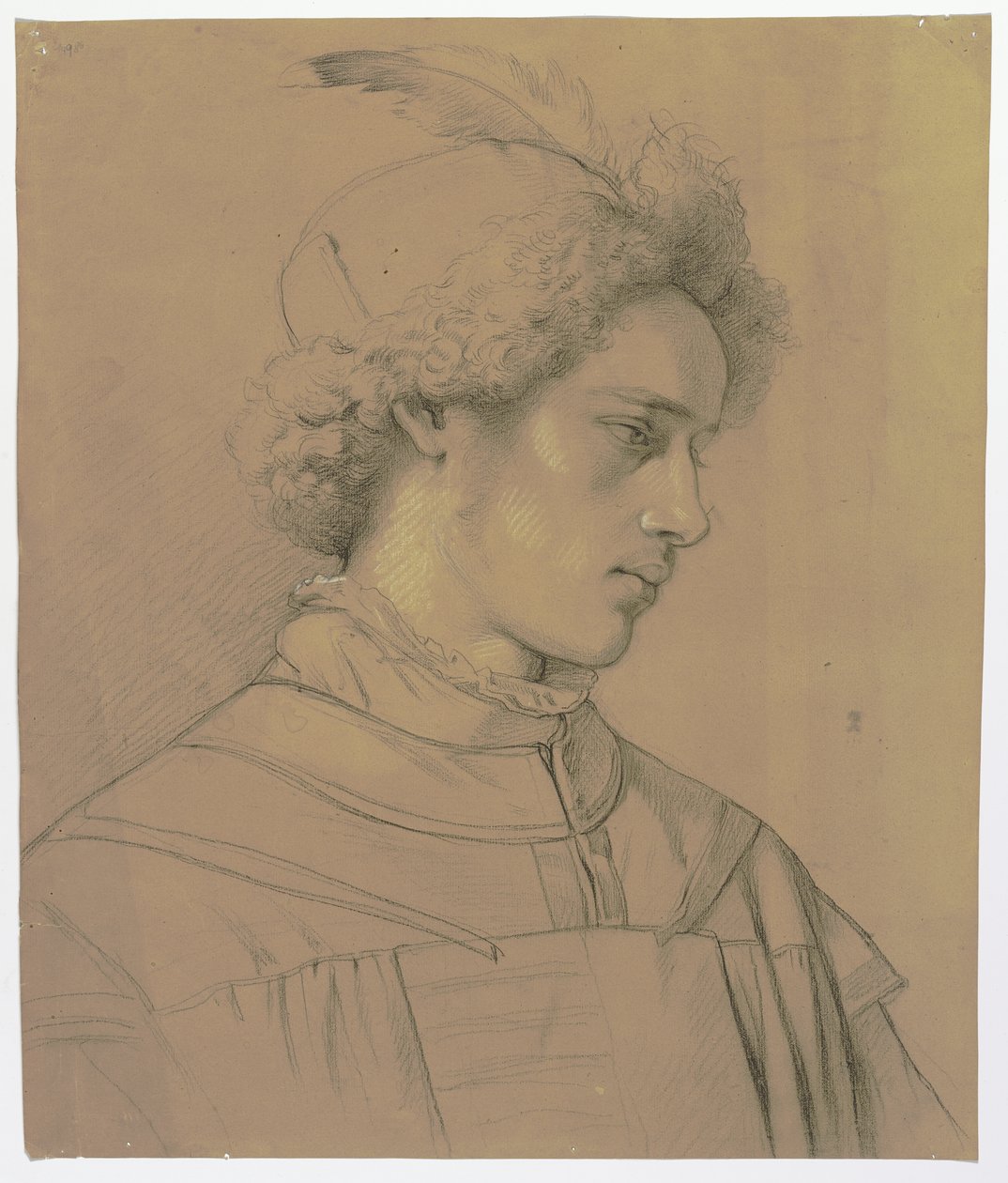 Joven con sombrero de plumas de tres cuartos de Jakob Becker