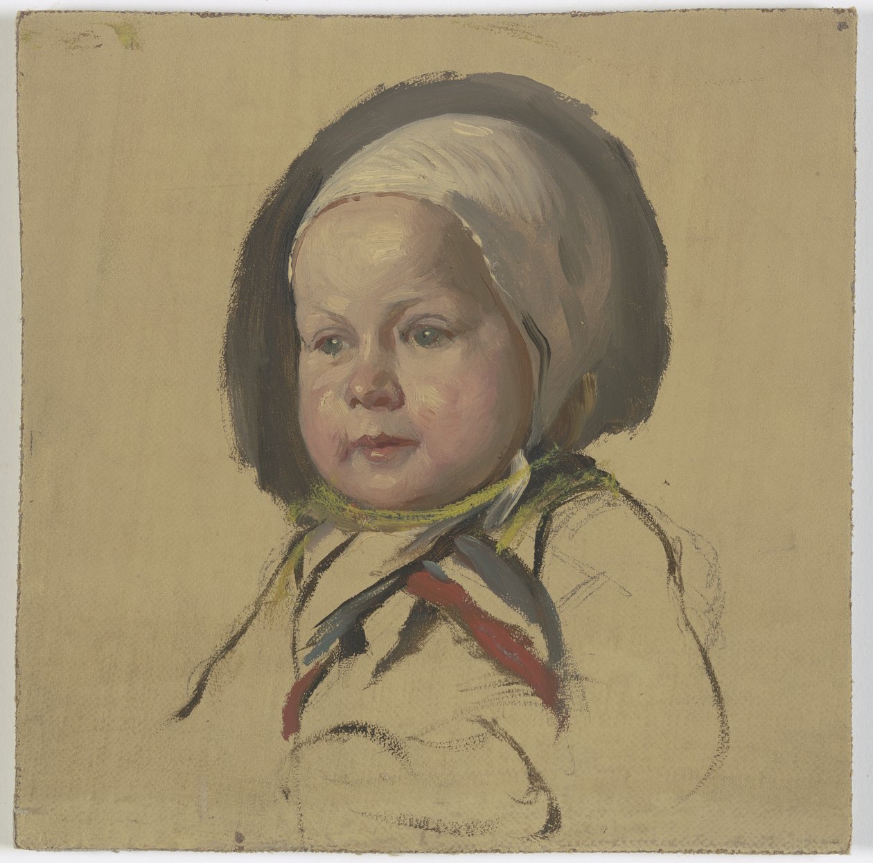 Niño pequeño con cofia blanca de Jakob Becker