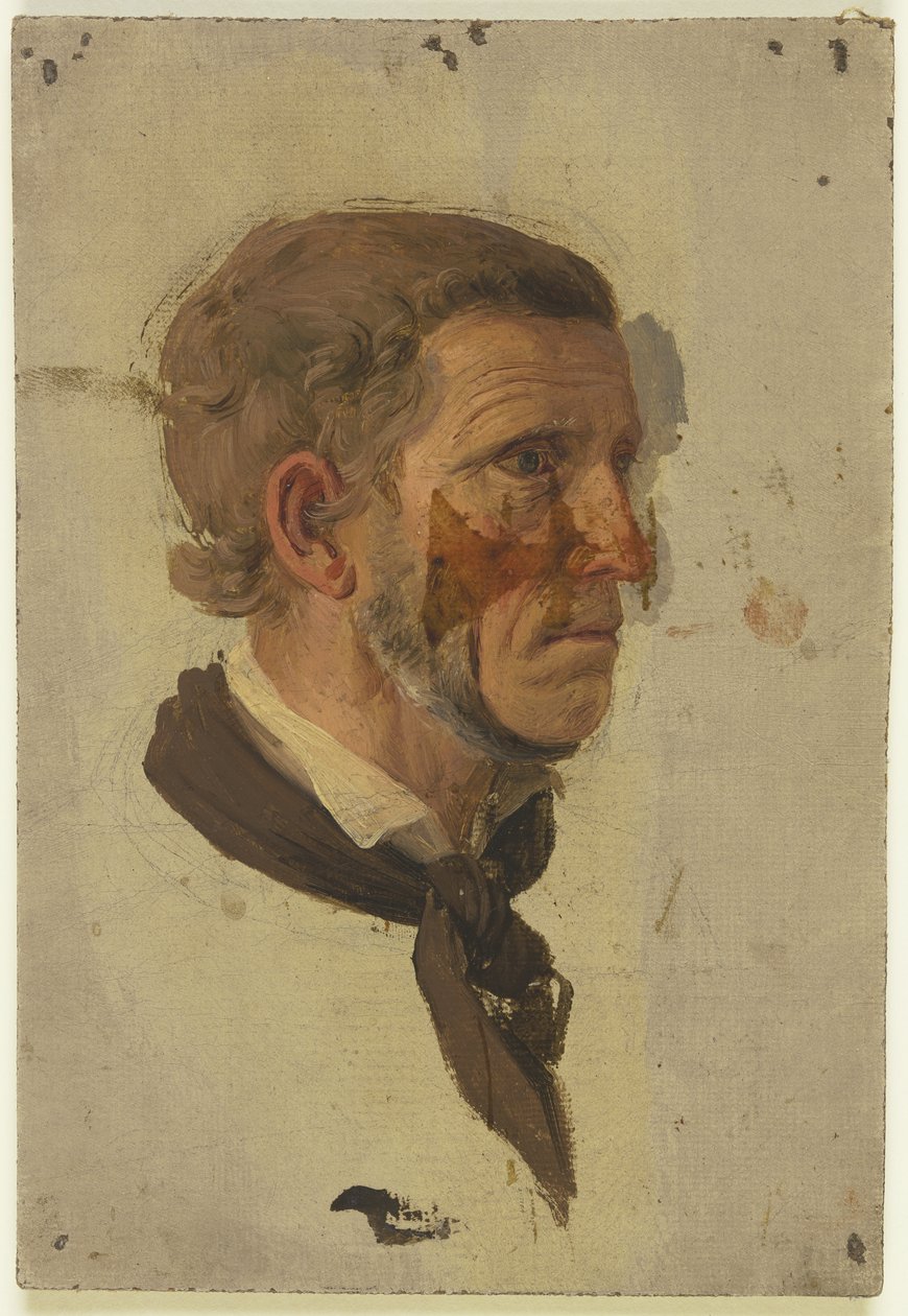 Estudio de la cabeza de un campesino de perfil de Jakob Becker