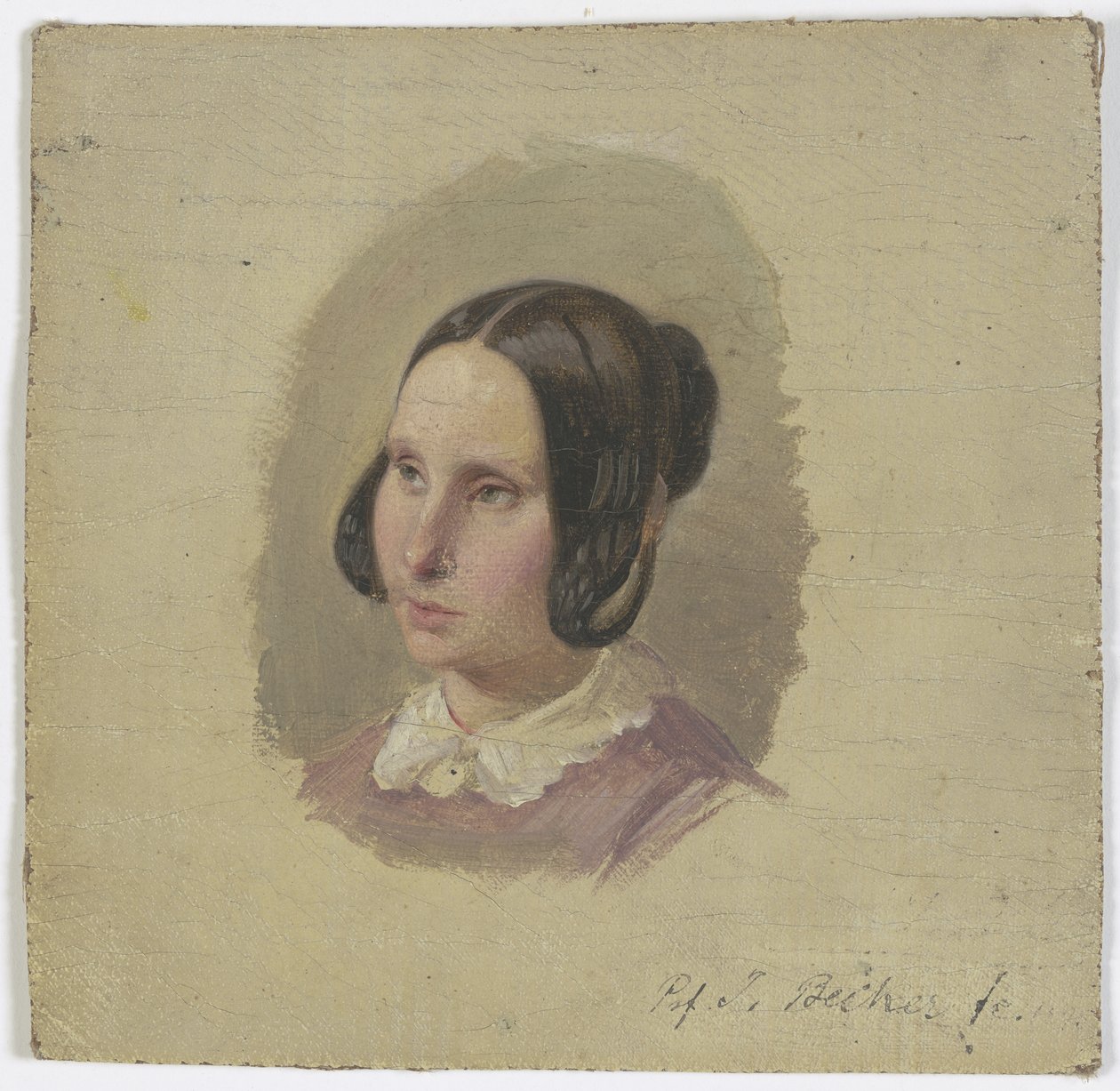 Cabeza de niña con peinado al estilo Biedermeier de Jakob Becker