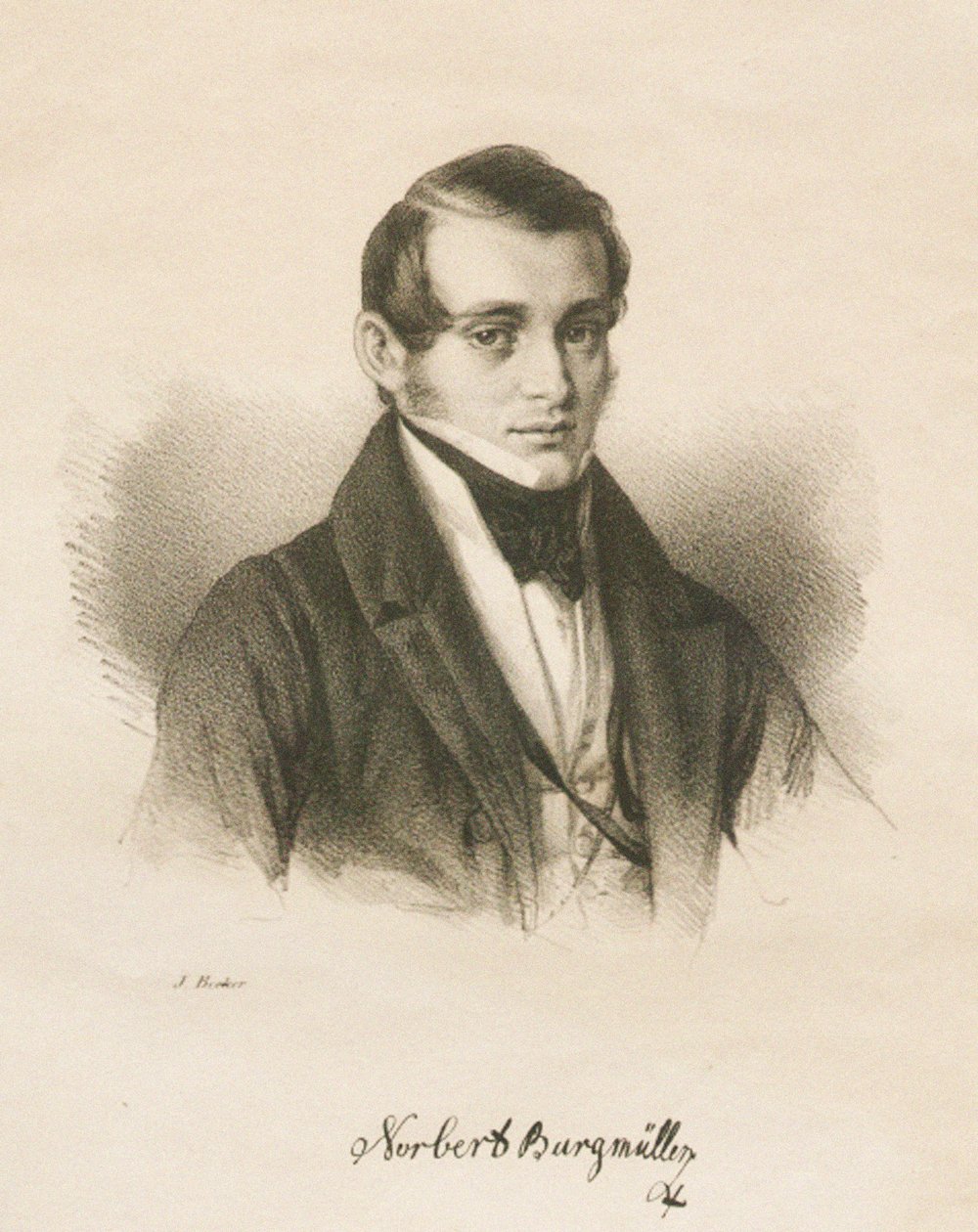 Retrato del compositor Norbert Burgmüller 1810-1836, 1836 de Jakob Becker