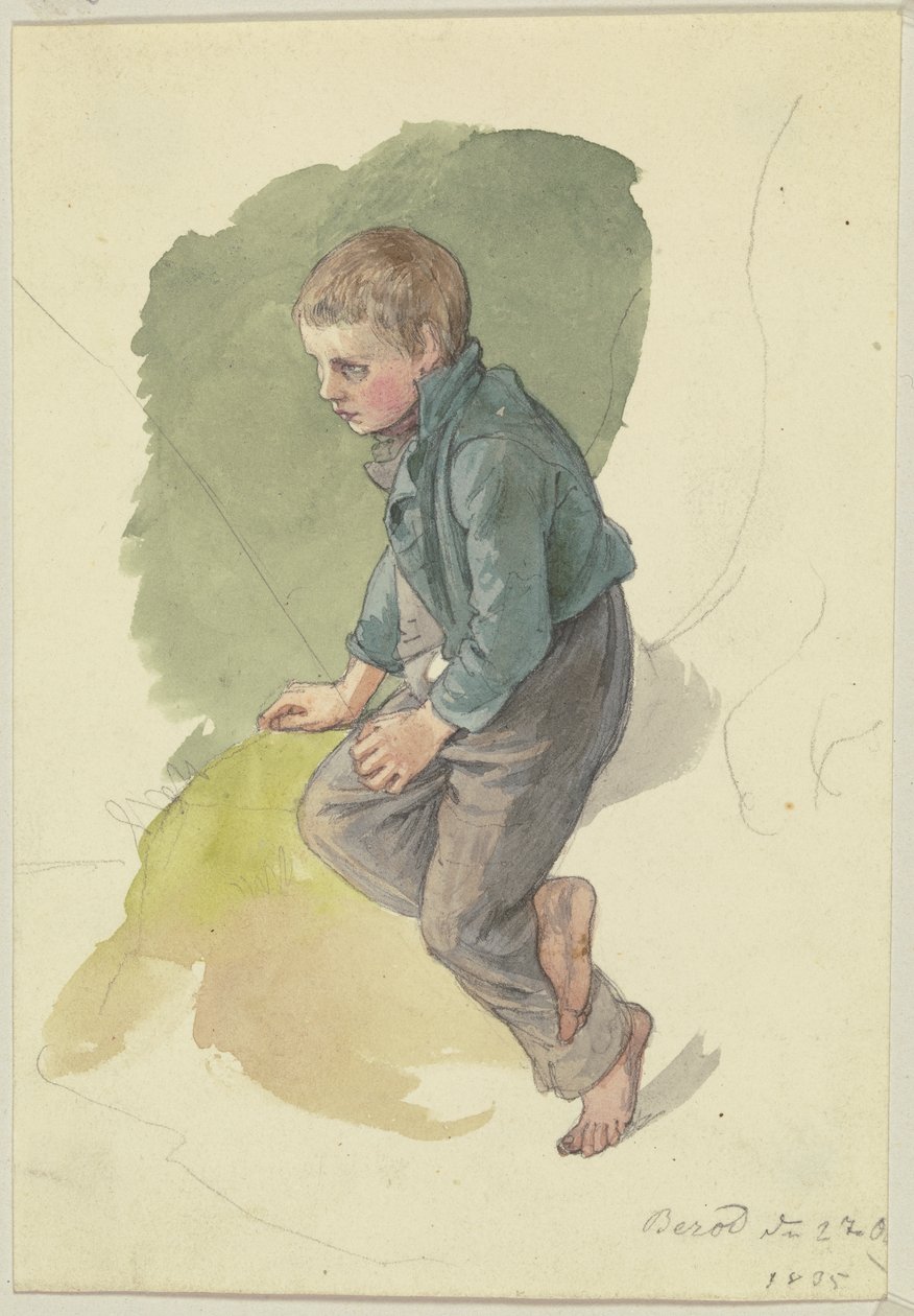 Niño campesino sentado de Berod de Jakob Becker